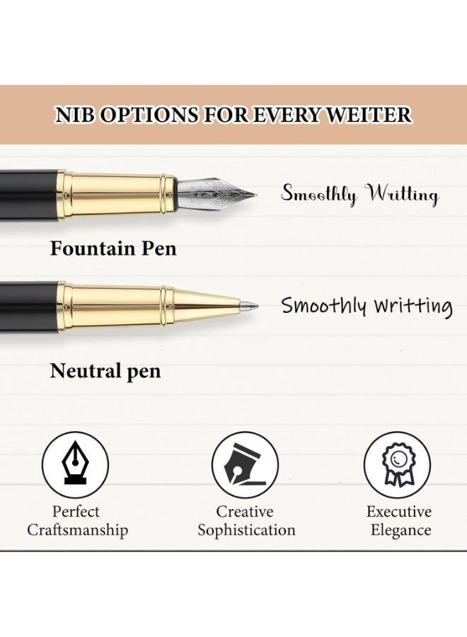 ChicAbode Luxury Fountain Pen with Ballpoint Pen Nib, Fine Point Fountain Rollerball Pen in Gift Box with 4 Ink Cartridges Business Writing Pen Set for Signature Calligraphy Office - Image 2